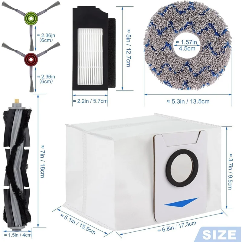 ل ECOVACS DEEBOT X1 Omni Turbo T10 T20 Omni T20/T20 Max/T20 Prorobot مكنسة كهربائية الجانب الرئيسي فرشاة تصفية أكياس الممسحة-AA80