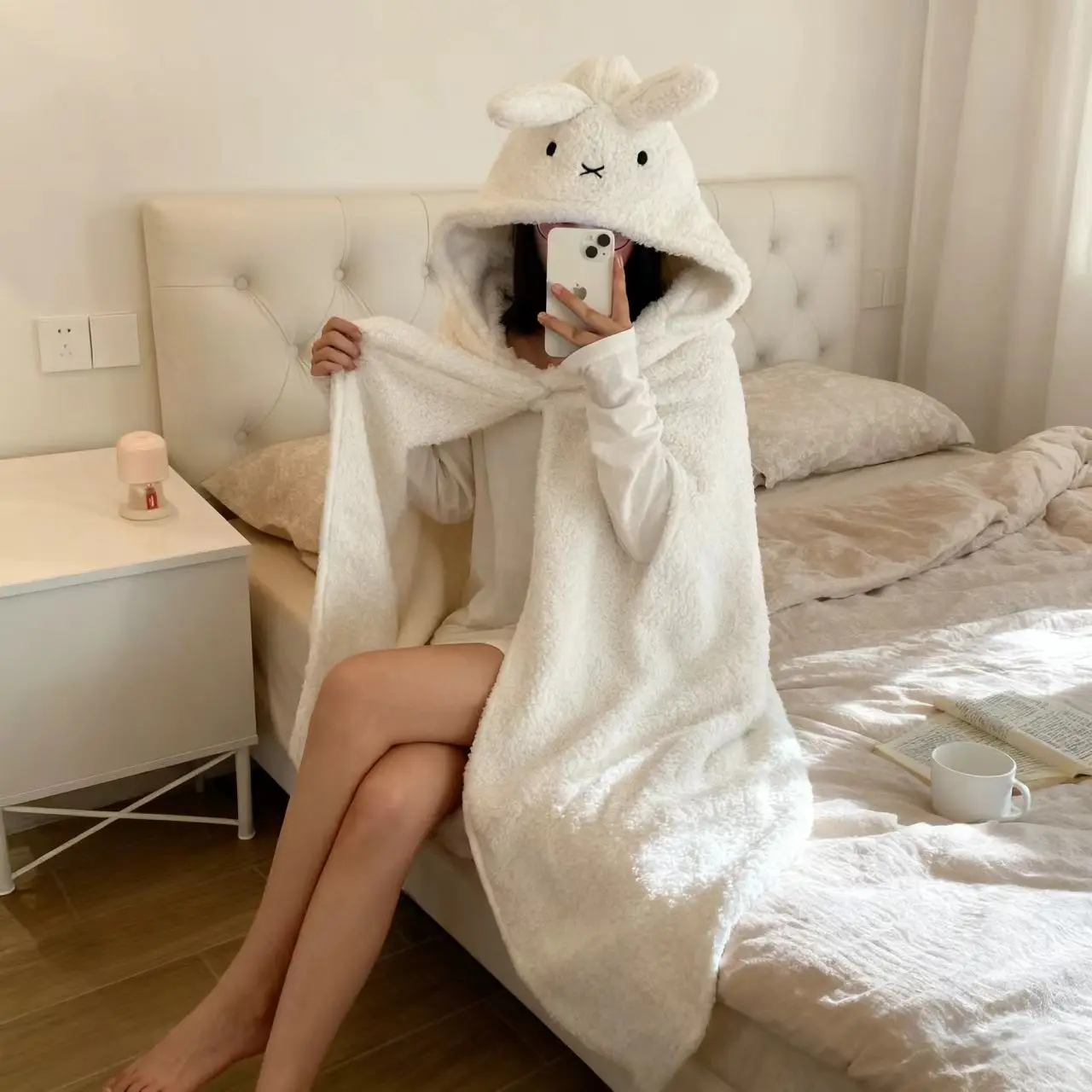 

New MIFFY cape shawl woolen blanket autumn and winter thick warm blanket student children nap shoulder strap hat jacket