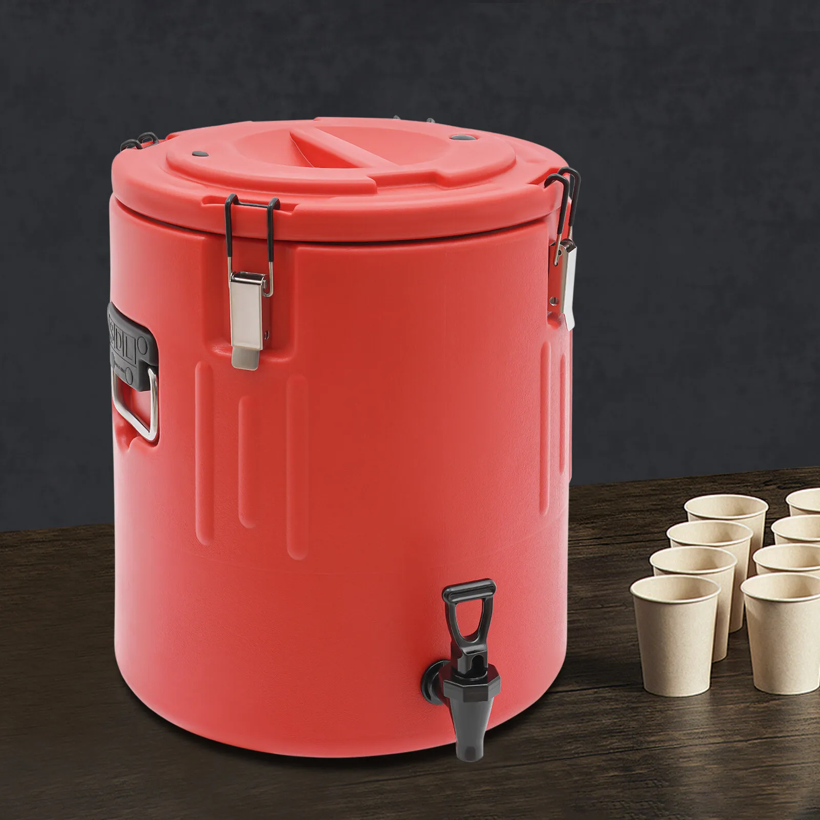 Refrigerador de bebidas comercial vermelho 40L (10,5 gal) - Recipiente de bebidas isolado com tampa para eventos ao ar livre