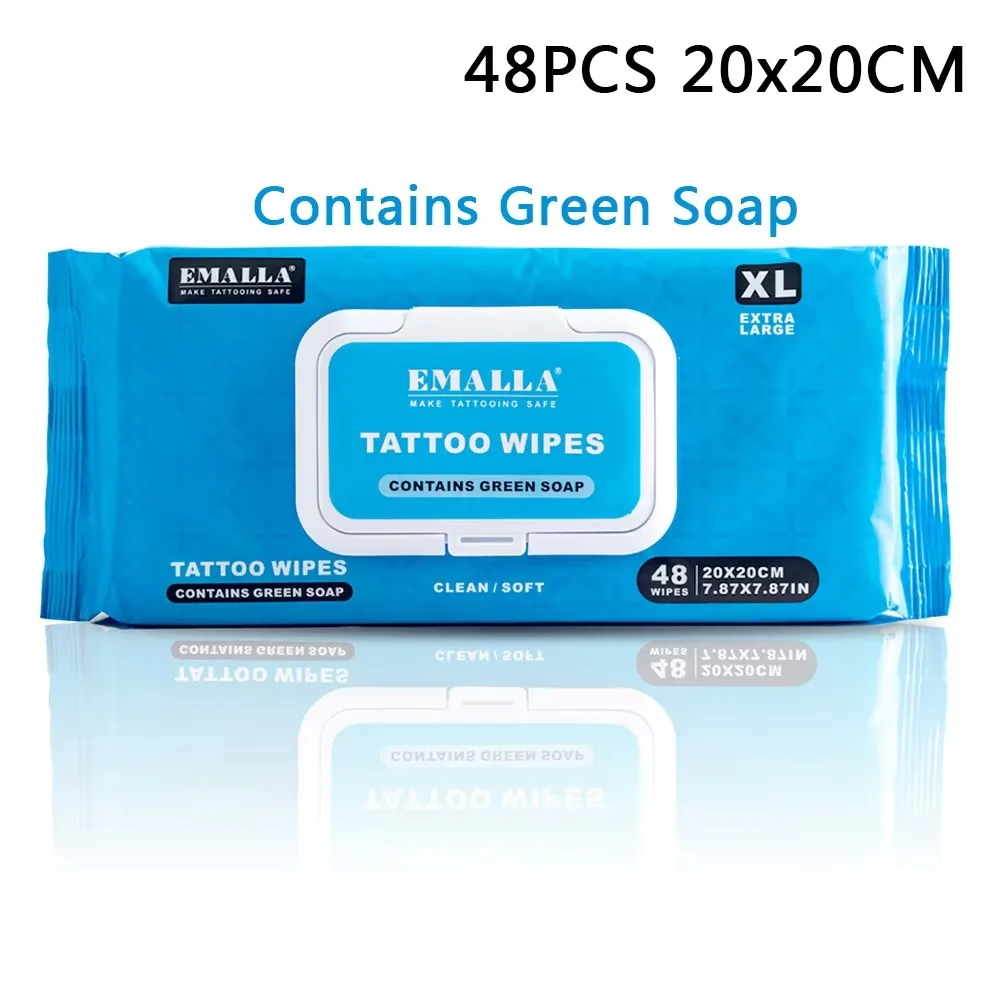48/20 Stuks Emalla Tattoo Reiniging Groene Zeep Doekjes Tattoo Doekjes Bevat Groene Zeep Permanente Make-Up Tattoo Schoonmaken Accessoires