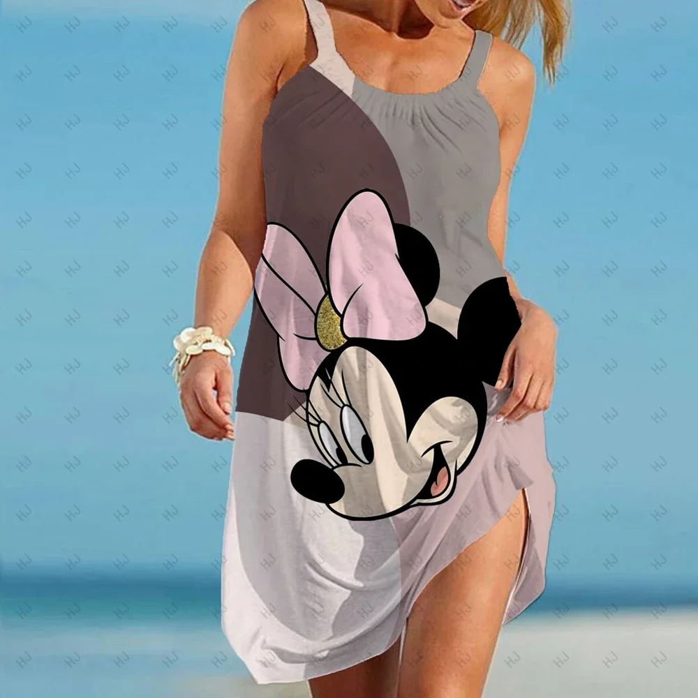 Women\'s Elastic Strap Dress Loose and Comfortable Long Dress Plus Size 3D Print 5XL Girls Disney Mickey Cute 3 New Casual Dress