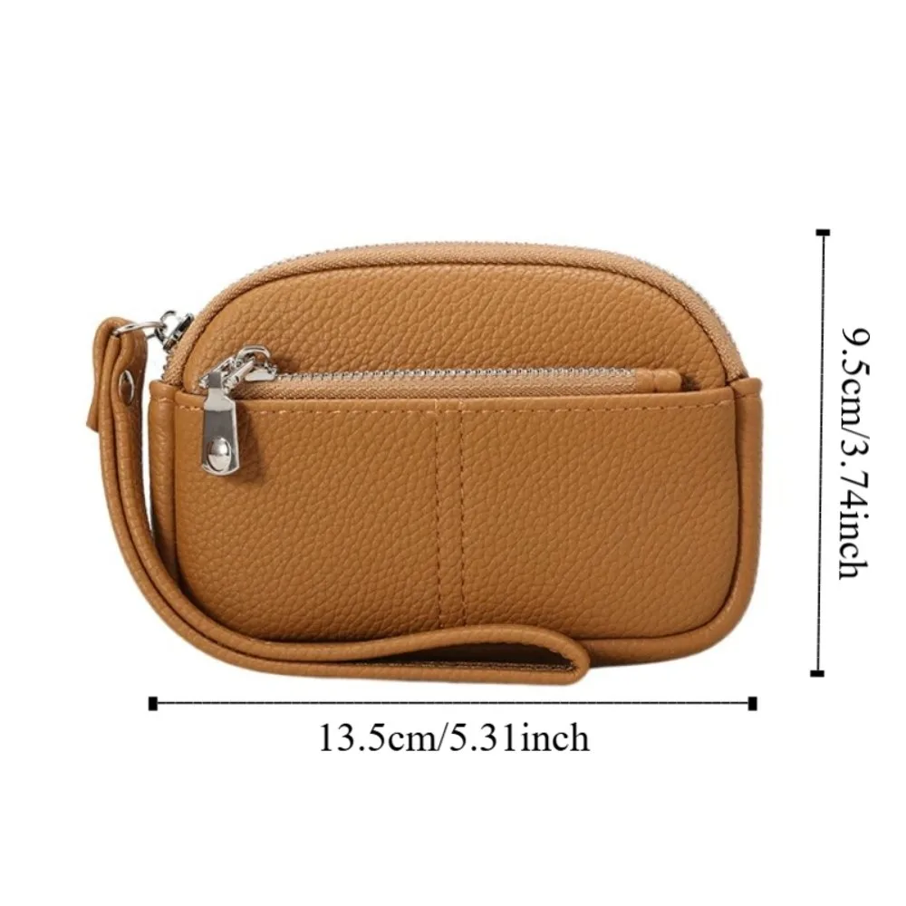 Porta carte Mini portafoglio in pelle PU Portachiavi Portamonete leggero con cerniera Borsa per chiavi da polso in stile coreano di grande capacità