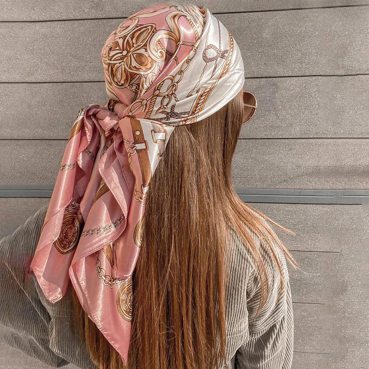 

90*90cm Silk Scarf Scarftop Headwraps Women Four Seasons Hair Scarve Hijab Foulard Iuxe Bandana Femme Headscarf