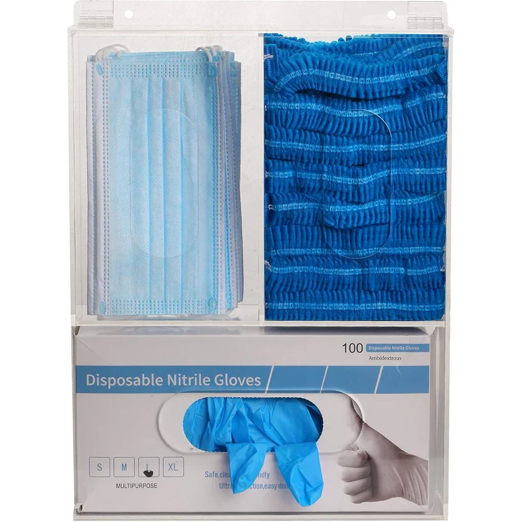 3 Grids Acrylic Glove Holder Transparent Wall Mounted Mask Gloves Dispenser Box Space Saving Dustproof Glove Storage Box Office