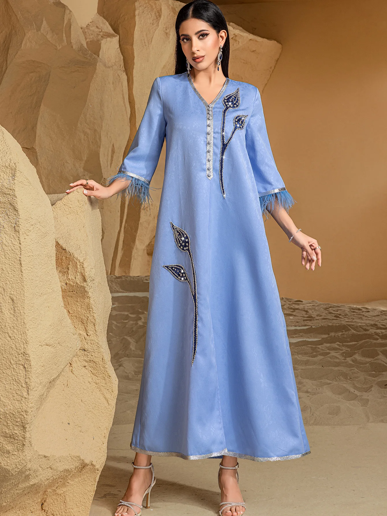 

2025 Ramadan Abaya Diamonds Embroidery Muslim Dress for Women Dubai Turkey Kaftan Kebaya Caftan Marocain Femme Robe Eid Jalabiya