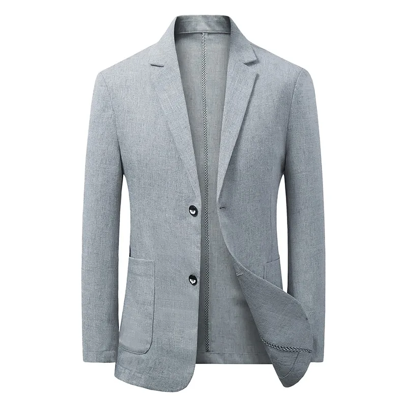 2024 Summer Ice Silk Blazers Elasticity Men\'s Thin Windbreak Classic Solid Color Casual Business Suit Jackets Office Social Coat