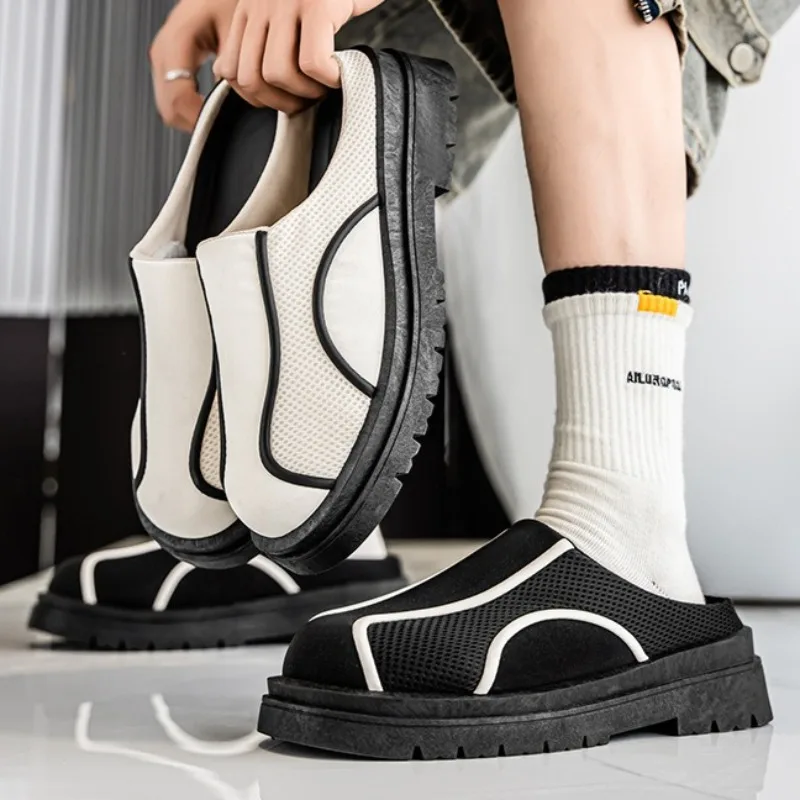 

Men's Trend Bag Head Slippers Trend High Quality Light Luxury Mesh Breathable Casual Men Shoes Outside Slipper Zapatos De Hombre