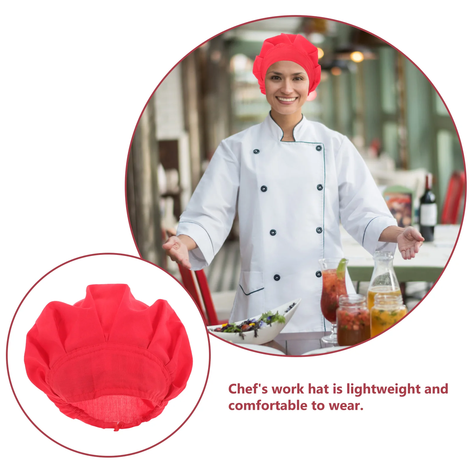 Chapeau de chef en coton respirant pour femme, chapeau de service, chapeau de cuisinier de restaurant, chapeau de boulanger rouge