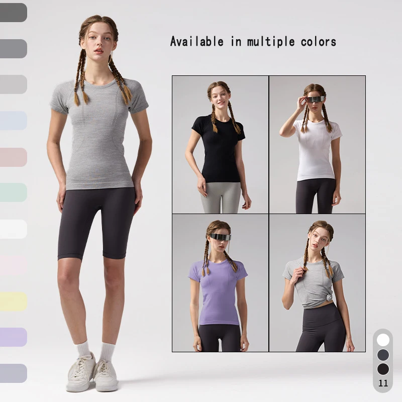 

Sports Crop top Short Sleeve Slim Breathable Quick-drying Women's sportswear Fitness Running Yoga Wear Elastic Yoga Suit T-shirt