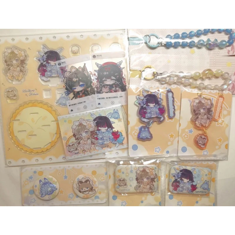 Fan‑Made Genshin Impact Bedtime Story Series Cute Colombina Sandrone Button Badge Acrylic Standee Beaded Charm Collectible Gift