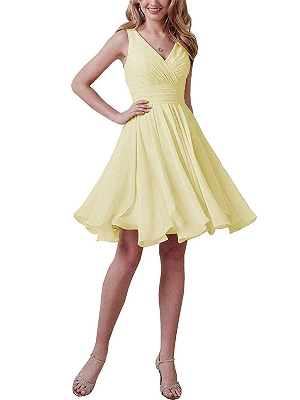 Vrouwen V-hals Chiffon Bruidsmeisje Korte Prom Avond Party Dress Платья Для Выпускного 2023 Vestidos De Fiesta Платья