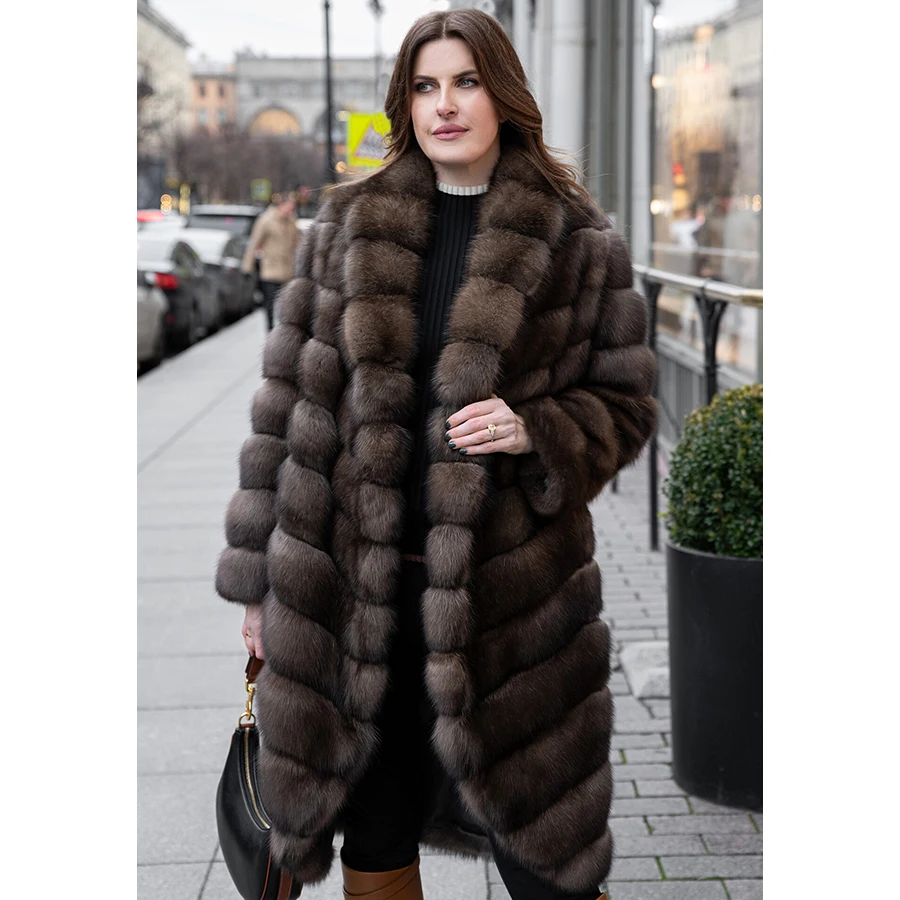 

Genuine Fur Coat For Women Real Fox Fur Coat Winter New Long Clothing Warm Turndown Collar Fur Coat Luxury