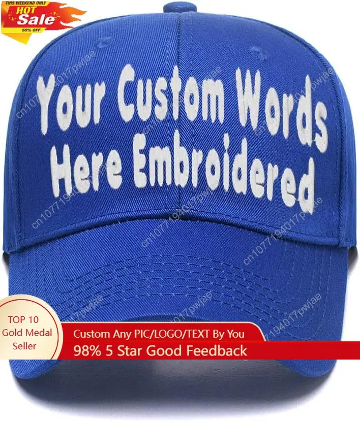Custom Embroidered Baseball Hat Personalized Adjustable Cowboy Cap Add Your Text