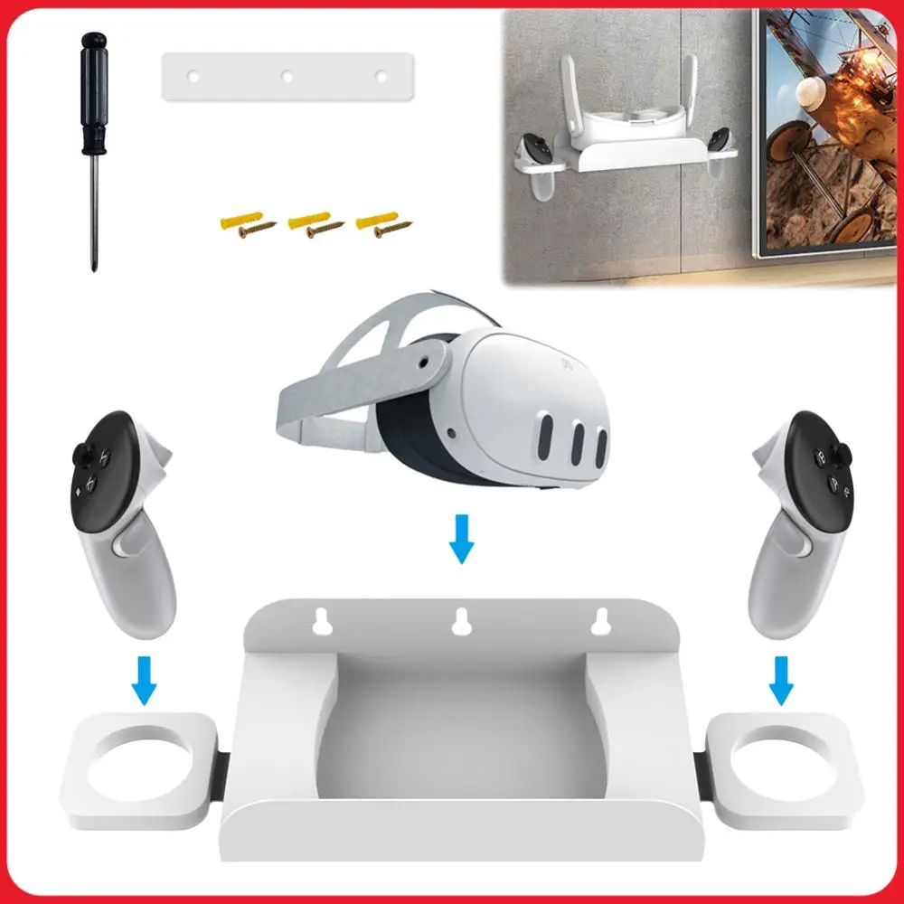 

Настенное крепление для VR-гарнитуры, стальной держатель-крючок для хранения, 2 способа хранения, экономия места на столе, для Meta Quest 3S, для аксессуаров Meta Quest 3