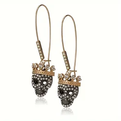 Halloween Punk Personality Skull Rhinestone Earrings Shine Alloy Earrings Couple Holiday Gift Jewelry