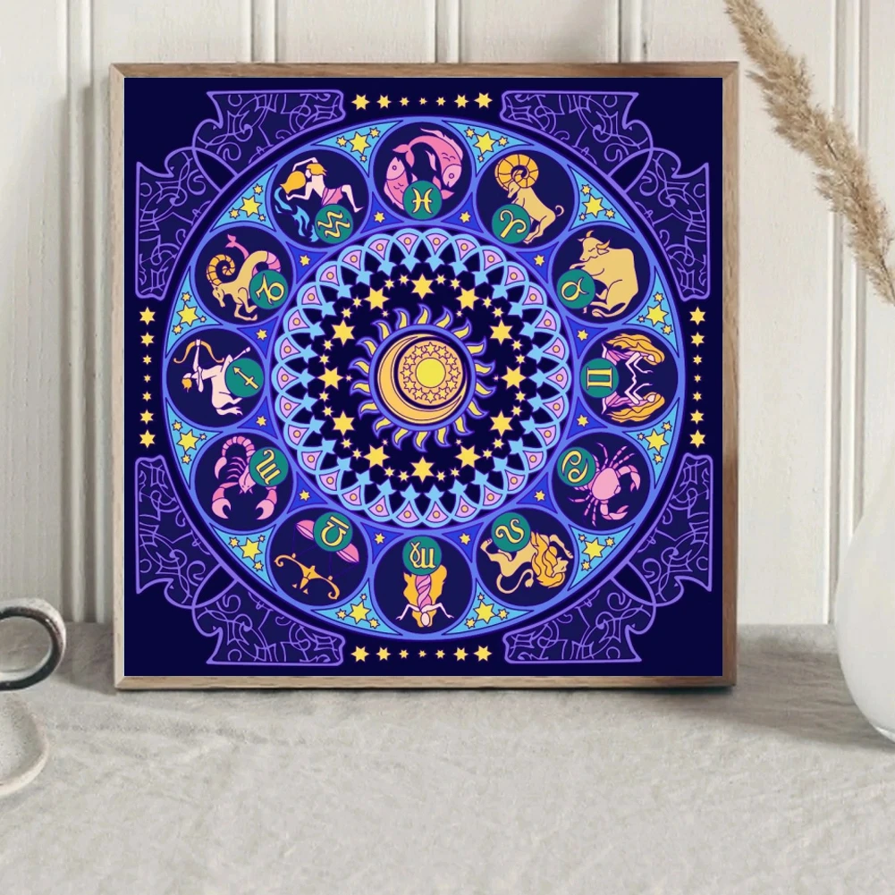 Stained Glass Zodiac Signs 5D DIY AB Diamond Painting Embroidery Fantasy Constellation Cross Stitch Mosaic Handicraft Home Decor