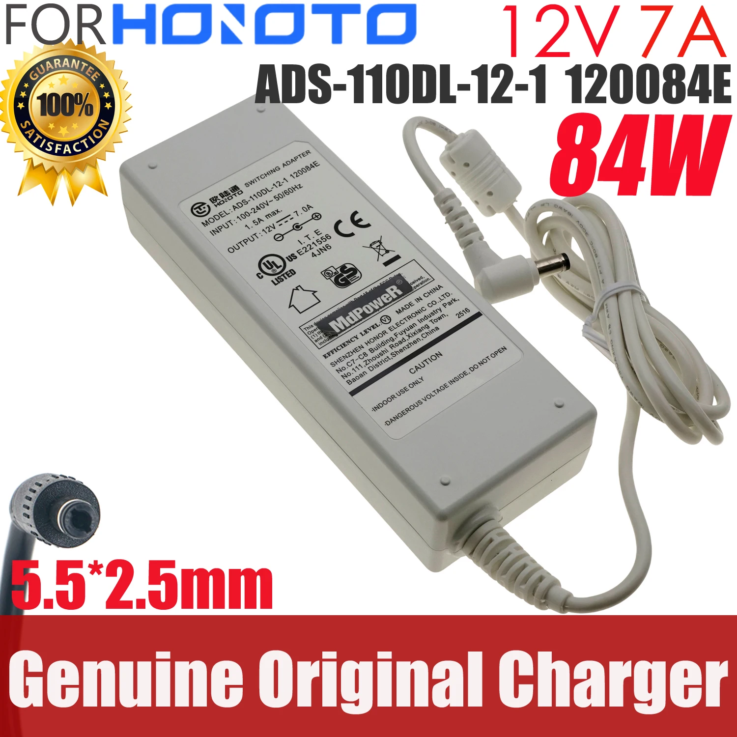 

Original Hoioto ADS-110DL-12-1 120084E 12V 7A 84W AC Switching Adapter Charger Power Supply 5.5*2.5mm