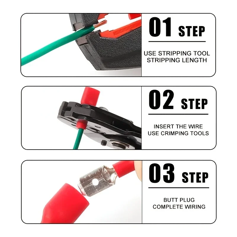 200pcs 6.3mm red Gauge Fully Insulated Male/Female Spade Quick Splice Terminals - The Perfect Wire Crimp Connector Set!