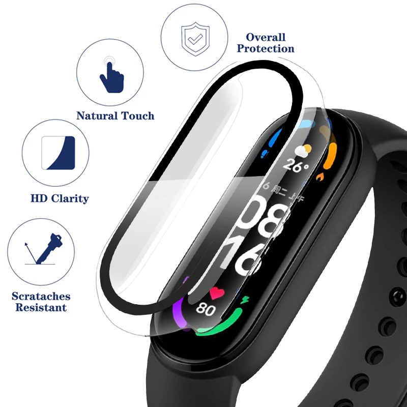 2 in1 kılıf ekran koruyucusu için Xiaomi Mi Band 9 8 7 5 4 3 kılıf + Film tam kapsama koruyucu kapak için Miband 6 7 band 5 4 3 NFC