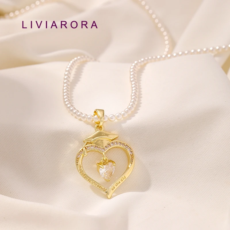 1/2/3Pcs 18K Gold Plated Brass Graduation Cap Hollow Heart Pendant,Engraved Inspirational Heart Charms For DIY Necklace Making