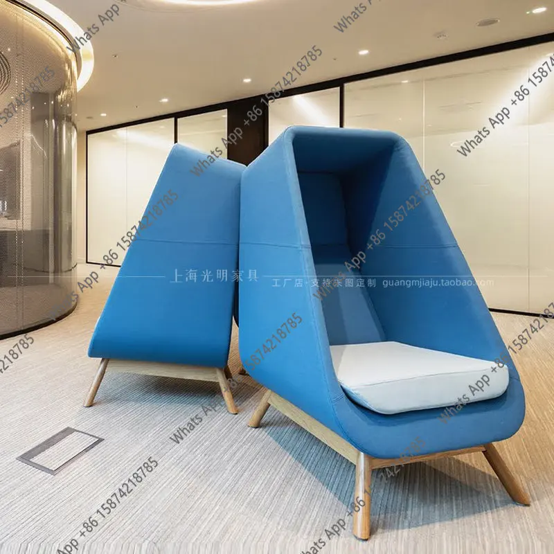

V Nordic Designer Single Sofa With Top With Table Board Privacy Airport Business Reception Study High Back Sofa