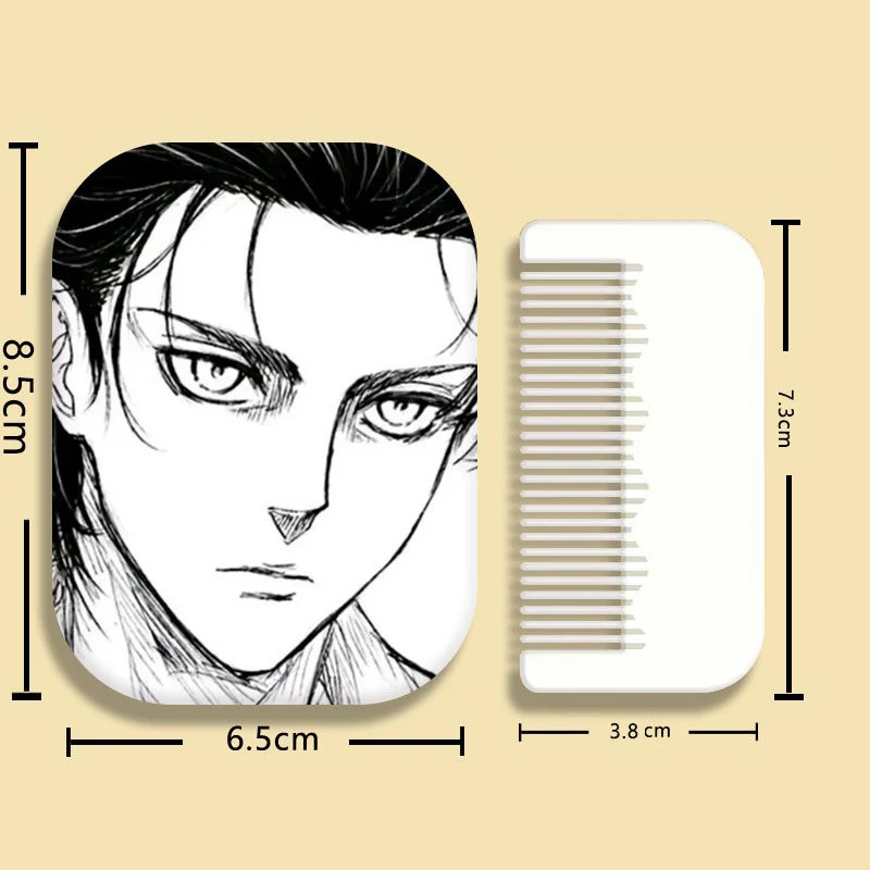 8×6cm Attack On Titan,Shingeki no kyojin,Folding Single-side Makeup Mirror, Anime Cute, Portable Travel, Rectangular, With Comb