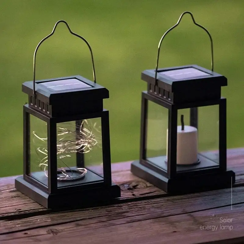 1PC 레트로 정원 장식 야외 태양 조명 교수형 촛불 랜턴 플로어 램프 조경 조명