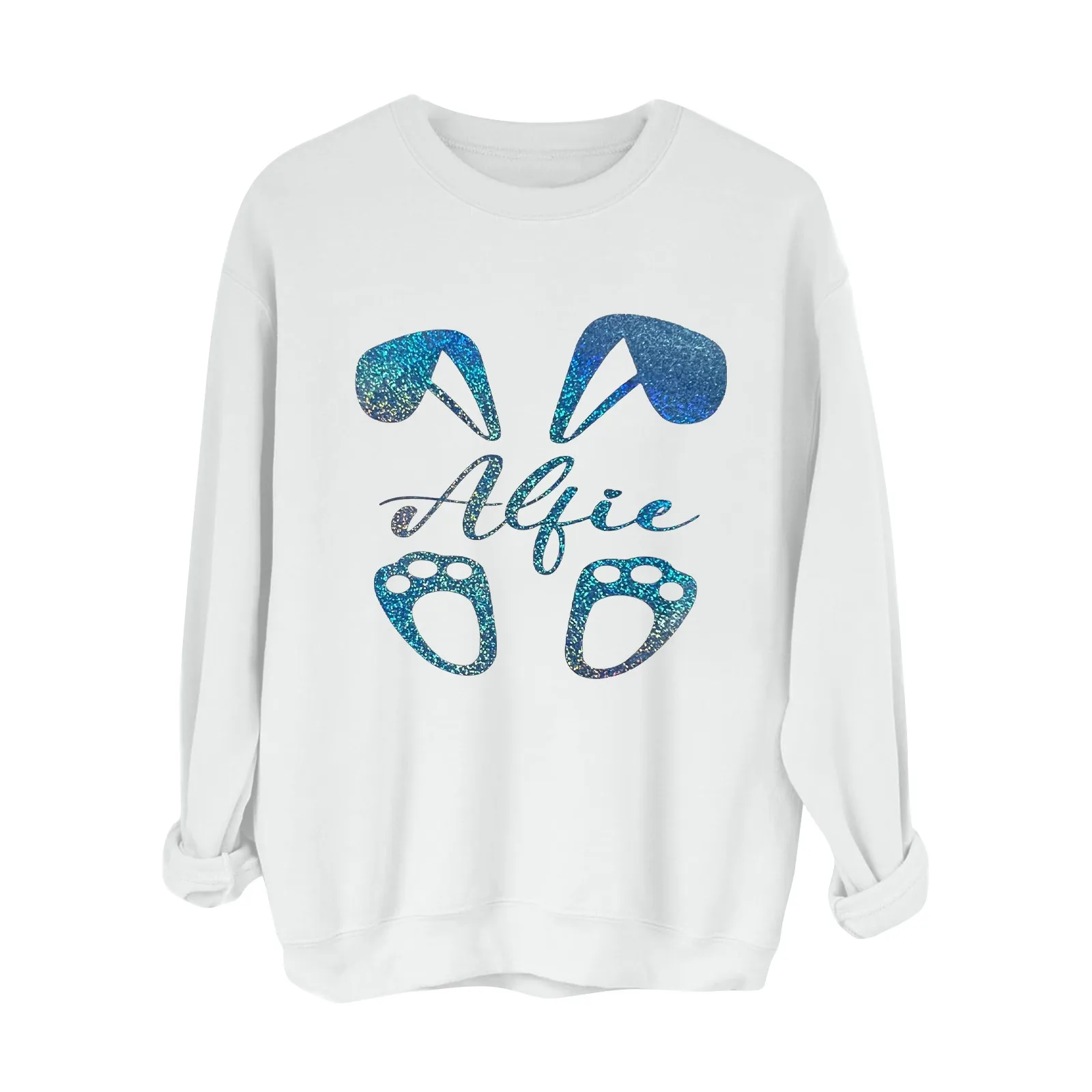 

Women Colorful Eggs Pullover Tops Sweatshirts And Versatile Summer Top For Crew Neck Happy Easter Print Hoodies Happy Easter