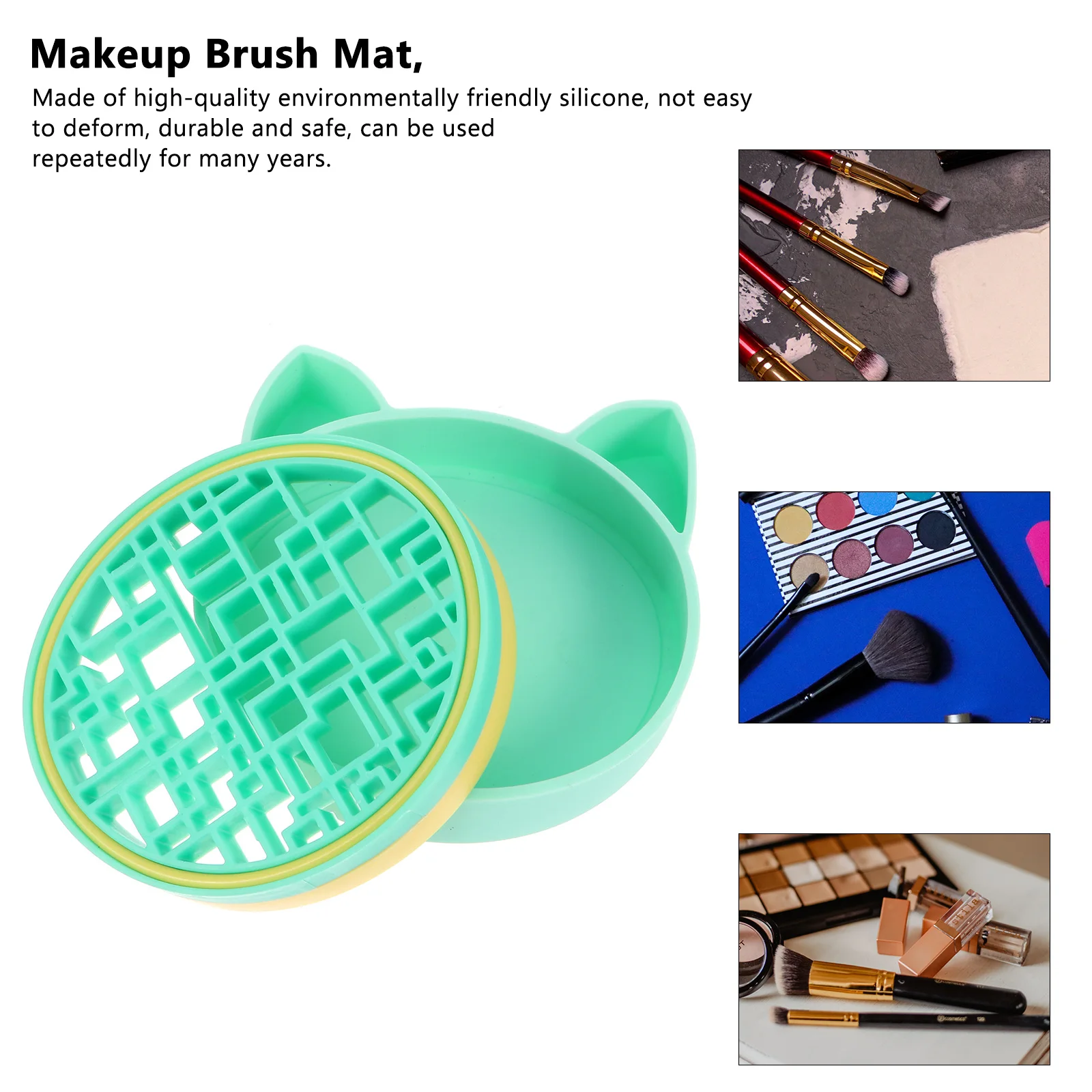 Pudełko do czyszczenia pędzli do makijażu, silikonowa mata czyszcząca 2 w 1, uchwyt do suszenia dla wszystkich rozmiarów pędzli, organizer z podkładką do szorowania.