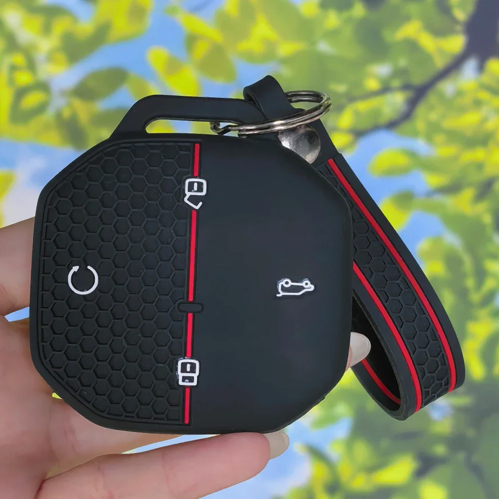 Shock‑Buffering Silicone Key Fob Protector With Keychain For Chery Jetour Traveller 2025 T1 T2 Smart Car Remote Shell
