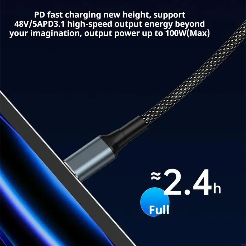 30cm 100W 2 in 1 Type C Cable Wire Charging 4K60Hz Video 10Gbps Data Transfer