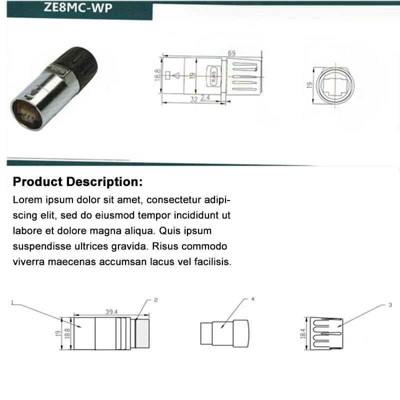 Waterproof D-type 8Pin RJ45 Network Port Cable Socket rj45 Ethernet Straight Through Male Female Plug-in Data Signal Connector