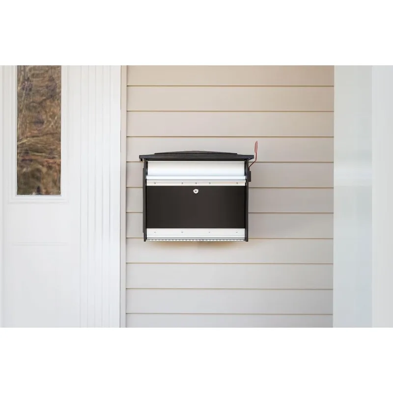 Mailsafe Aluminum, Locking, Wall Mount Mailbox, MSK00BAM, Black, Medium Capacity