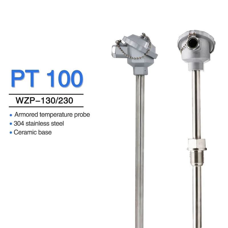 PT100 type temperature sensor WRN-130 / 230 probe transmitter armored stainless steel explosion-proof platinum RTD thermocouple
