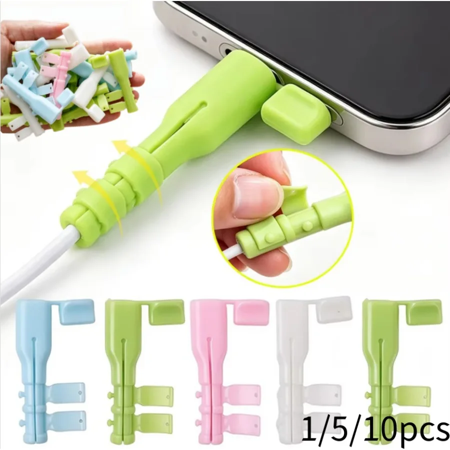 1-10pcs Silicone Data Cable Protector Cover Soft USB Type C Charging Cable Saver Sleeve Universal Phone Pad Data Wire Winder