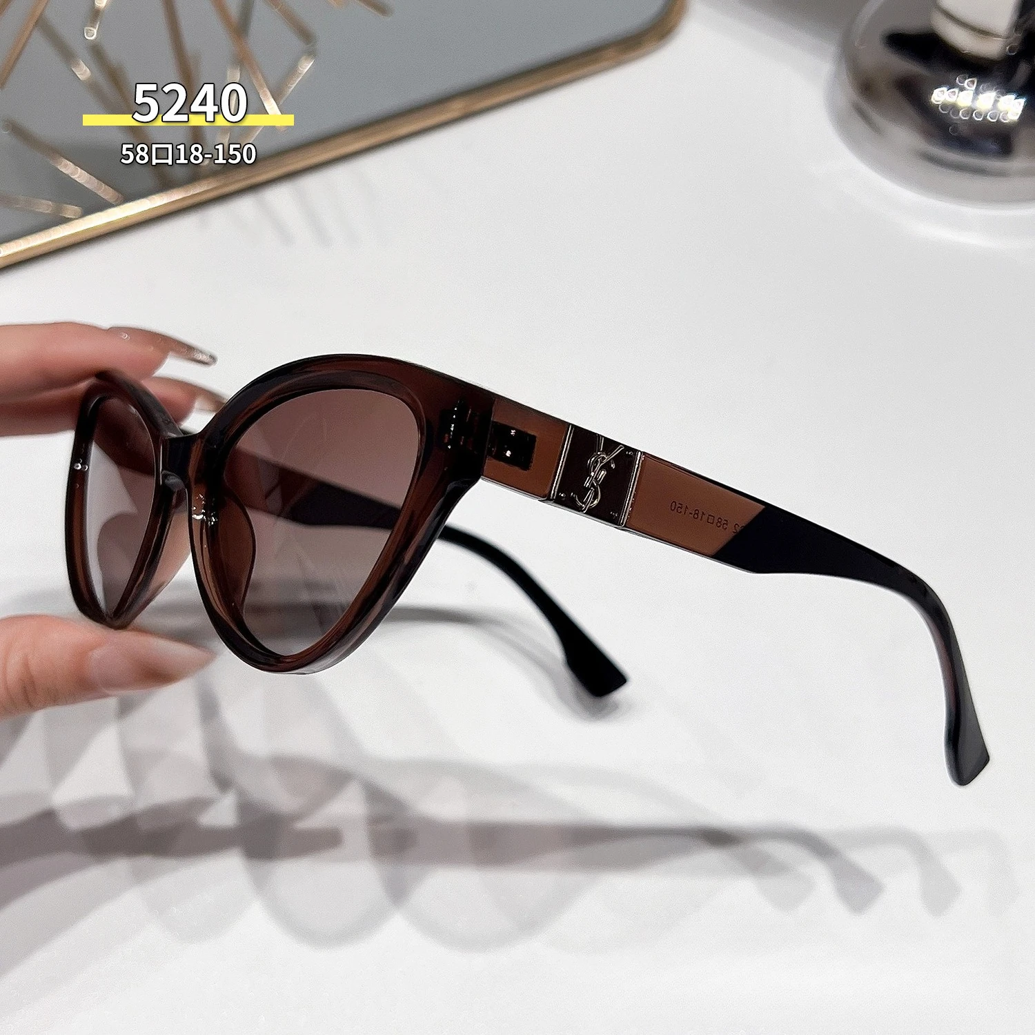 2025 New Women's Cat Eye Polarized Sunglasses - Small Frame Light Luxury High-End UV400 Protection, Popular Fashion Shades