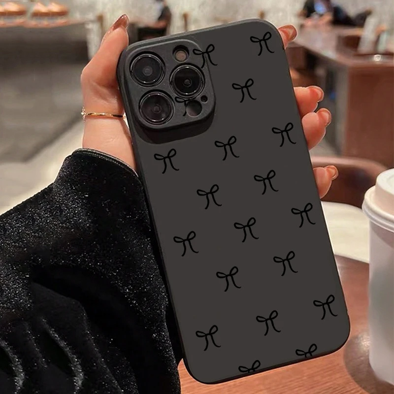 เคสโทรศัพท์กันกระแทกแบบผูกโบว์สีดำ สำหรับ Xiaomi 15 Pro 5G, Xiaomi Mi 11 Lite 5G, 15, 14T, 14, 13T, 12T, 11T, 12, 11, 13
