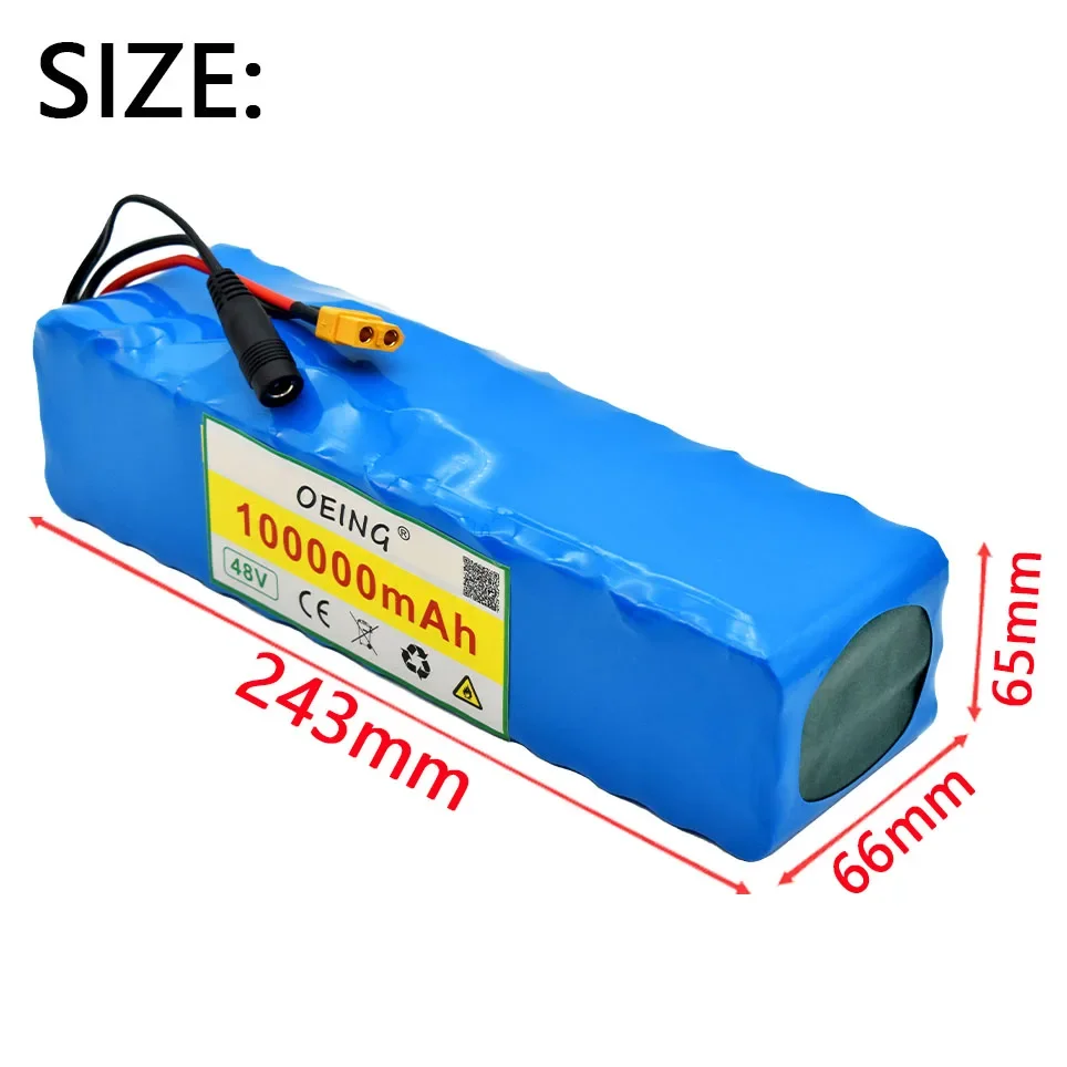 100%Large Capacity 48V Battery 48V 100ah 1000W 13s3p Li Ion Battery Pack for 54.6V E-bike Scooter with BMS