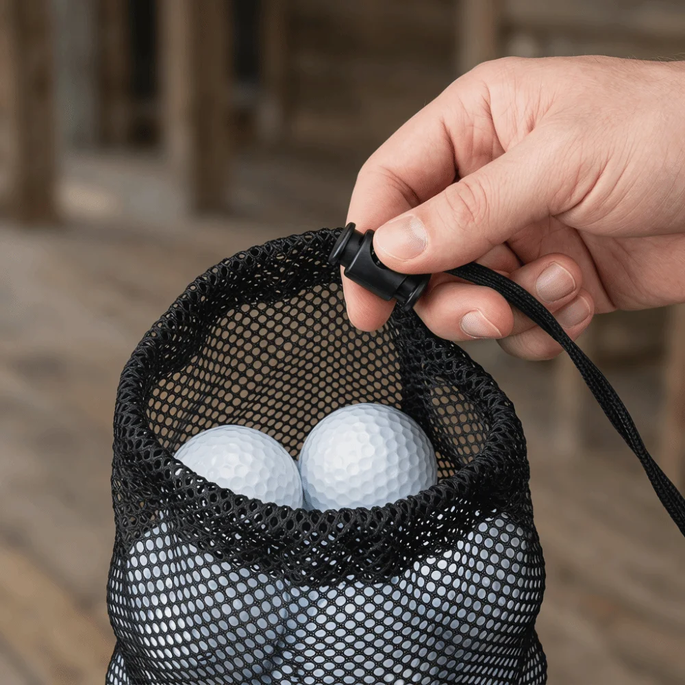 2pcs Durable Nylon Golf Ball Mesh Bag Breathable Mesh Adjustable Drawstring Golf Ball Storage Bag Multi Size Reusable