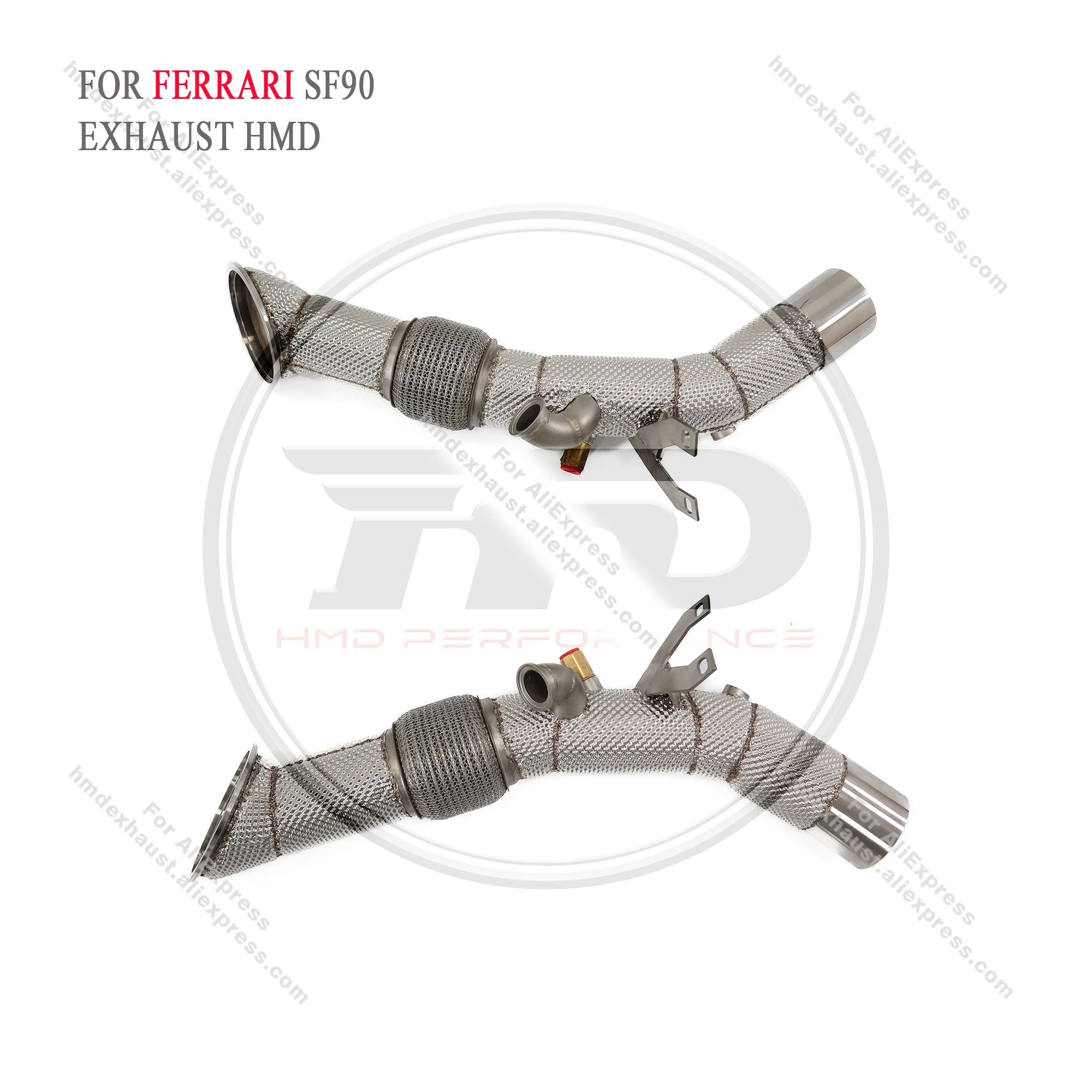 HMD Exhaust System High Flow Performance Downpipe for Ferrari SF90 3.9T 2019+ With Heat Shield Racing Pipe