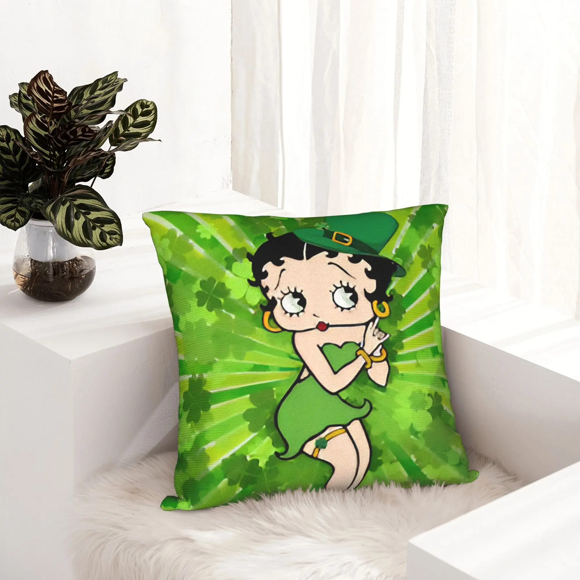Anime B-Betty BoopS Pillowcase Printing Fabric Cushion Cover Decoration Cartoon Throw Pillow Case Cover Home Square 40*40cm