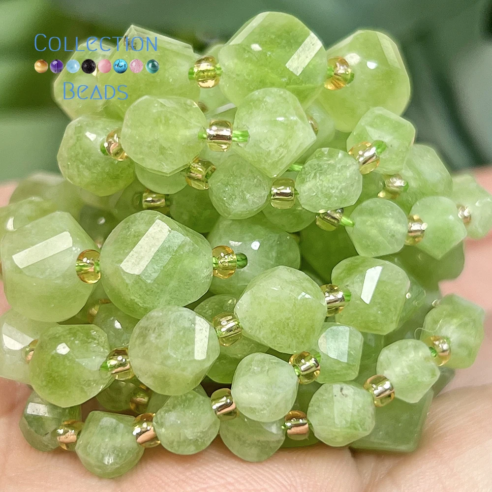 6 8 10mm Naturstein-Perlen Olivenjade Facettierte Runde Perlen Lose Perlen für Schmuckherstellung DIY Perlen-Zubehör – Detail 3
