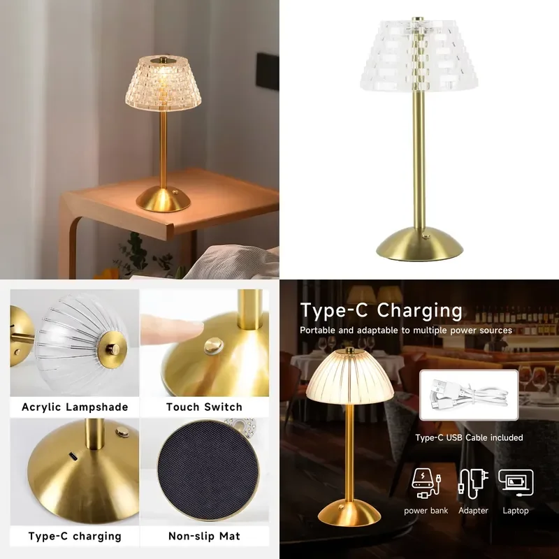 for  Deluxe Touch Control LED Desk Lamp Cordless Charging 3 Tone Light Night Light  Modern Bedroom Styling Portable