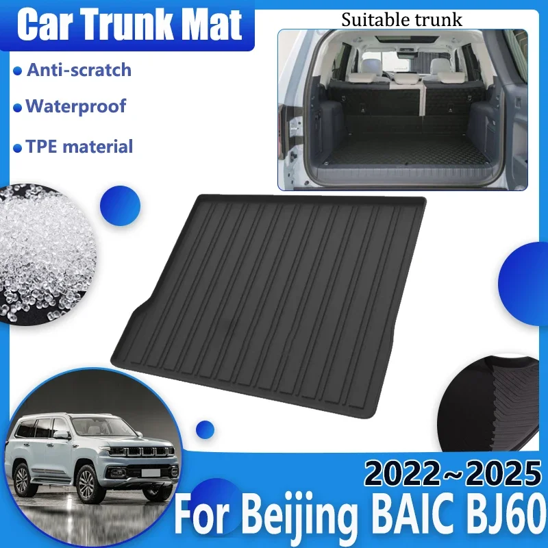 Car Trunk for Beijing BAIC BJ60 Accessories 2022 2023 2024 2025 Auto Trunk Floor Mat Cover Anti-dirty Carpet Liner Storage Pad