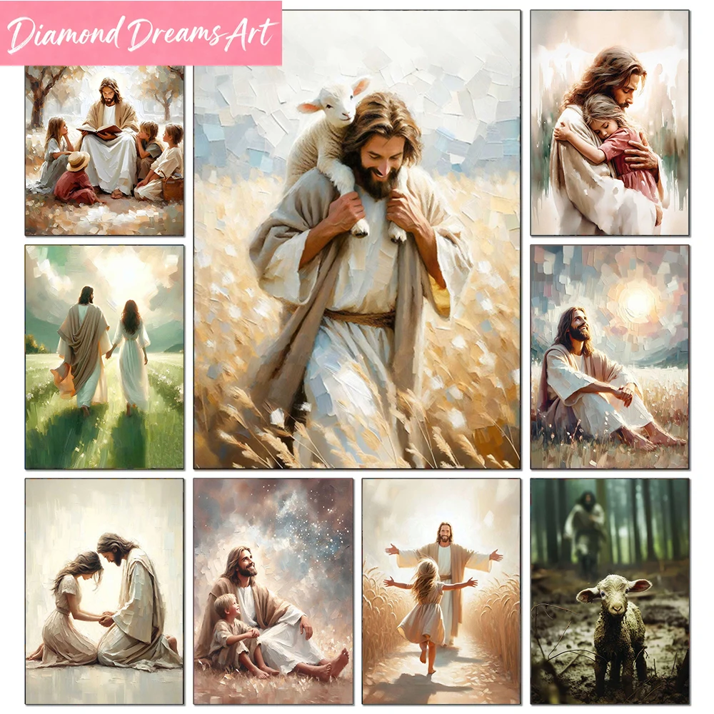 Rahmenloses Jesus Christus Diamant-Malerei Christliches Jesus-Porträt Voll-Diamant-Mosaik Stickerei DIY Heimdekoration Geschenk Neuheit