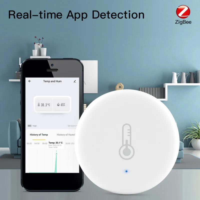 Tuya Smart ZigBee 3.0 Temperature and Humidity Sensor Real-time Smart Scene Security with Smart Life App Work With Alexa  Home