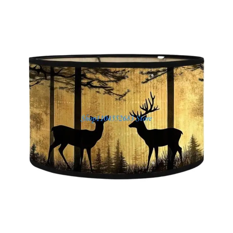 Deer Print Lampshades Drum Lamp Shades Barrels Lamp Shade For Cabin Decors Replacement Lamp Shades For table lamps