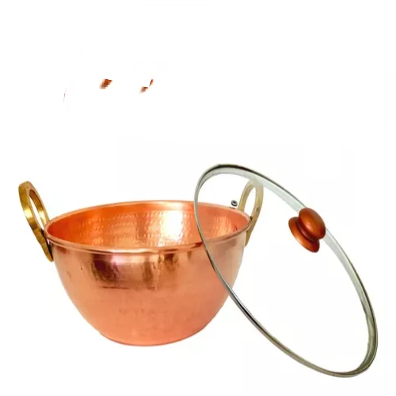 

Pure Copper Pot With Glass Lid 12 Liters Baking Pots and Fryers