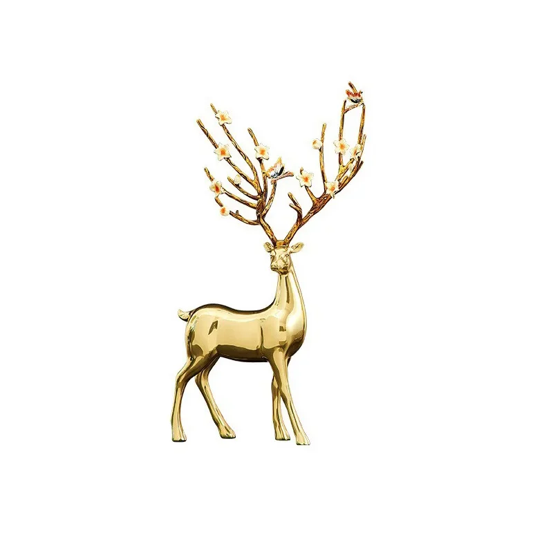 

Light luxury brass sika deer ornament high-end living room metal gift gift decoration