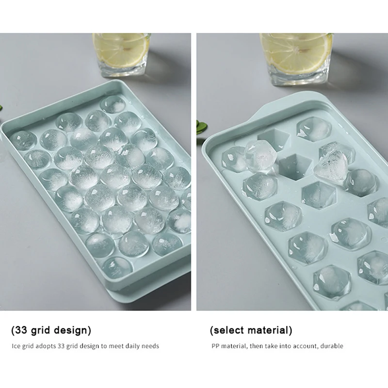 Bandeja redonda para cubitos de hielo 3D con tapa, molde de estilo esférico de diamante de plástico, herramientas de cocina para hacer bolas de hielo DIY, 1 Uds.